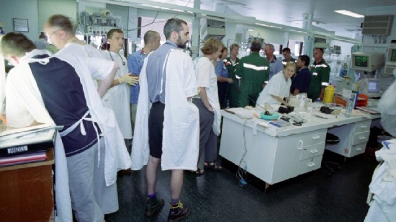 Royal Darwin Hospital staff working to save victims of the Bali bombings between October 14 to October 16, 2002. Picture: National Critical Care and Trauma Response Centre