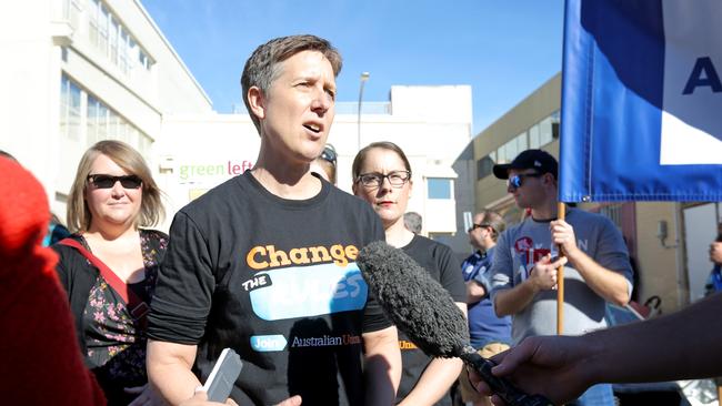 ACTU secretary Sally McManus, who addressed the more than 500 people who turned up for the Hobart May Day March through the streets of Hobart to support the Australian Council of Trade Unions 'Change the Rules' campaign. Picture: PATRICK GEE