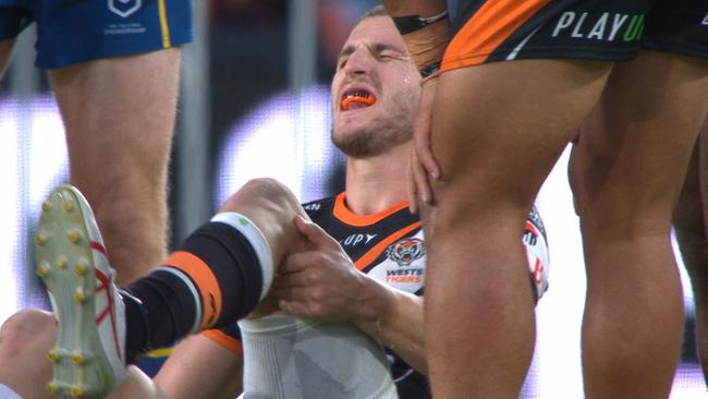 Wests Tigers star No. 6 goes down.