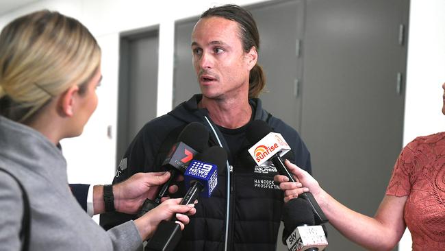 Jack’s coach Dean Boxall at Brisbane International airport. Picture: AAP