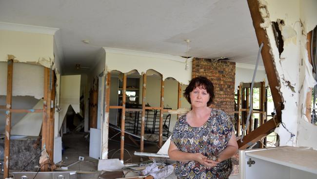 Floods January 2013 Maureen Sharkey at their Lower Wonga house destroyed by raging flood waters.Photo Renee Pilcher / The Gympie Times