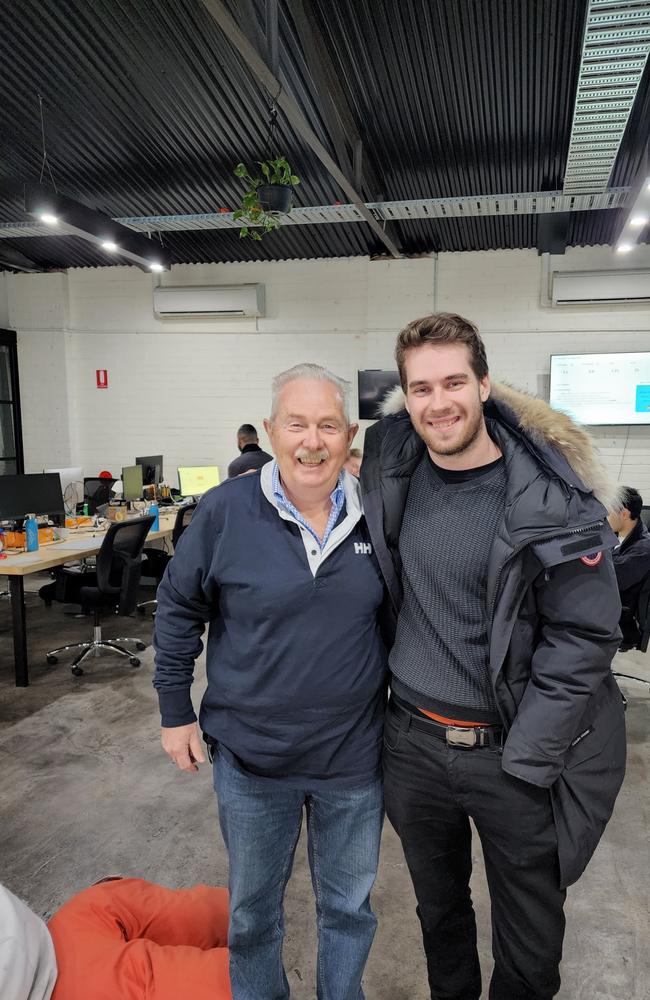 Sanders with his business mentor, Graham Robertson. Picture: Supplied