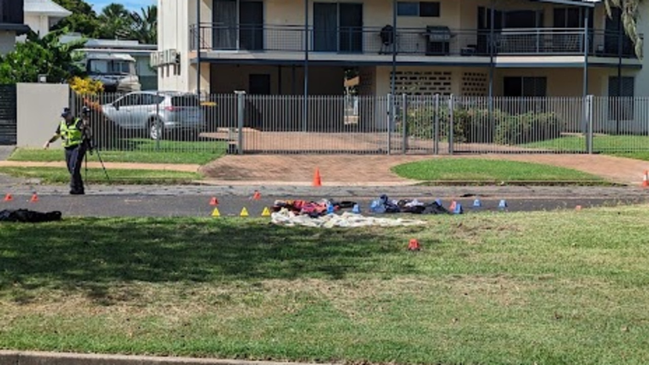 NT police investigating a hit and run that left three people in a critical condition early in Brinkin on April 19, 2024. Picture: Alex Treacy