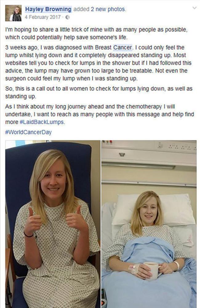 Jayne Dandy survived breast cancer thanks to Hayley Browning's Facebook post. Picture: Facebook