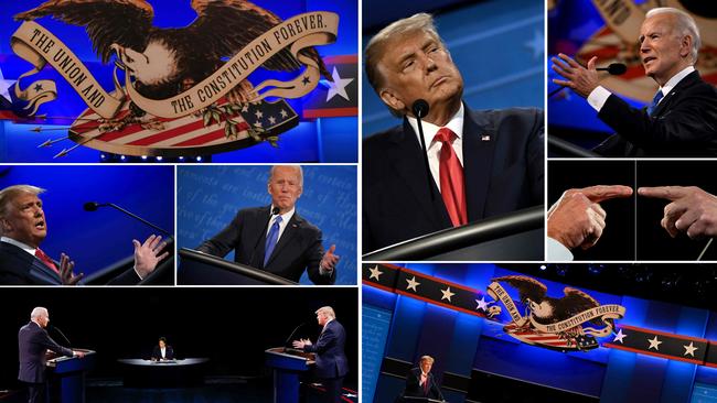 Scenes from the second and final presidential debate. Picture: AFP