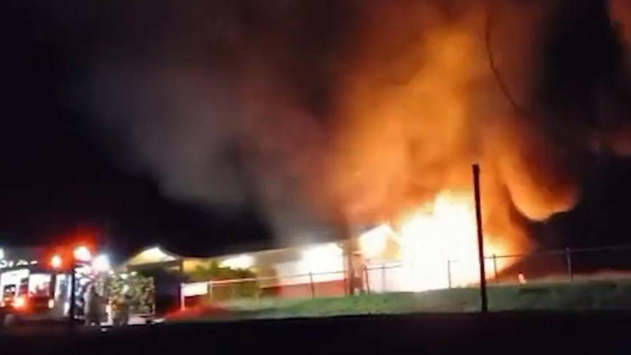 A crime scene has been declared at the Lowood Police Station after several police cars and part of a carport were damaged by fire overnight. Source – Caitlin Sheiwe, 9 News.