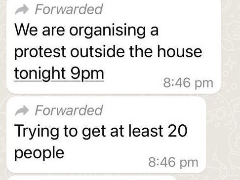 Screenshots which claim to show a protest being organised outside the house of an alleged child abuse survivor.