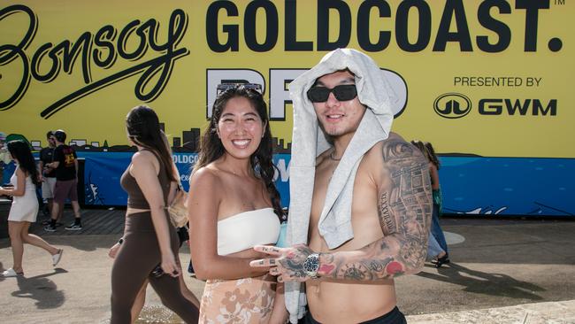 Anri Suzuki and Takumi Nakagawa at the Gold Coast Pro, Burleigh Heads. Picture: Glenn Campbell