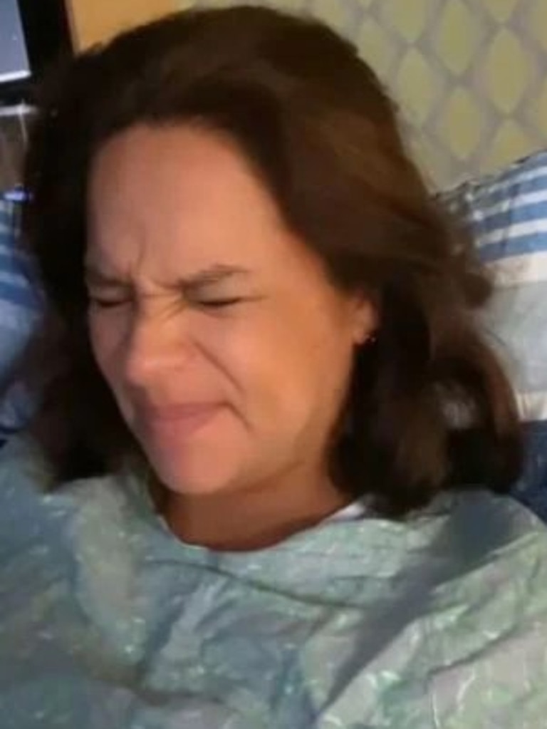 Maira grimaces during a contraction. Picture: TikTok