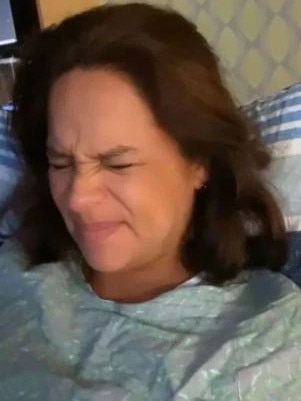 Maira grimaces during a contraction. Picture: TikTok