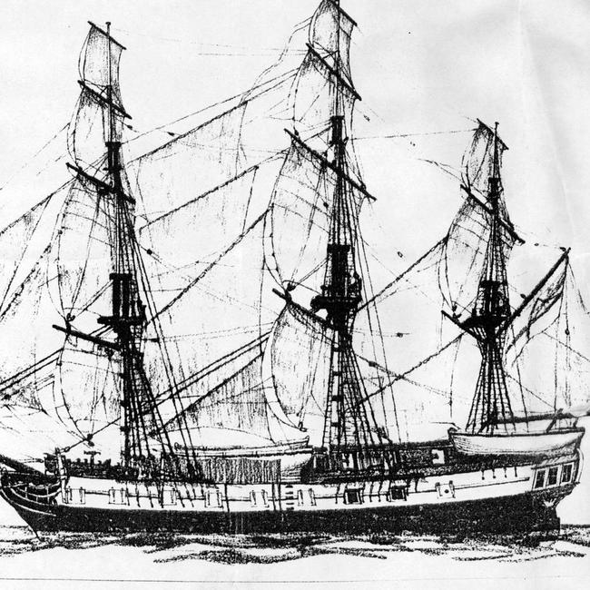 Artist's impression of Matthew Flinders’ ship HMS Investigator.