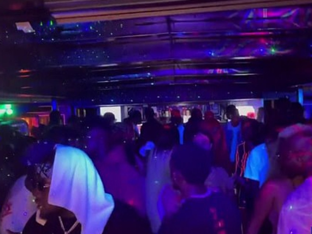 Inside the superspreading harbour party cruise in Sydney where five Covid-19 cases have emerged. Picture: Nine News