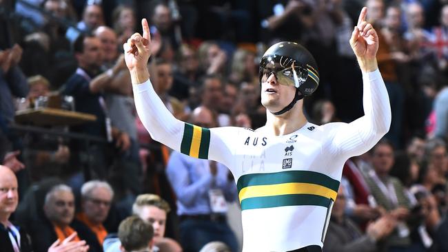 “Just normal Matty Glaetzer just became world champ”. Picture: Emmanuel Dunand (AFP).