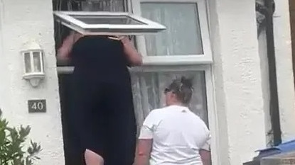 Lisa had no other option but to break into her house after locking her keys inside. Picture: Twitter