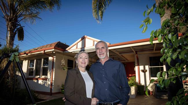 Sharon and Roger Basso in their home in the backyard of the 68 East Tce, Gawler East home they are selling. Picture: Emma Brasier