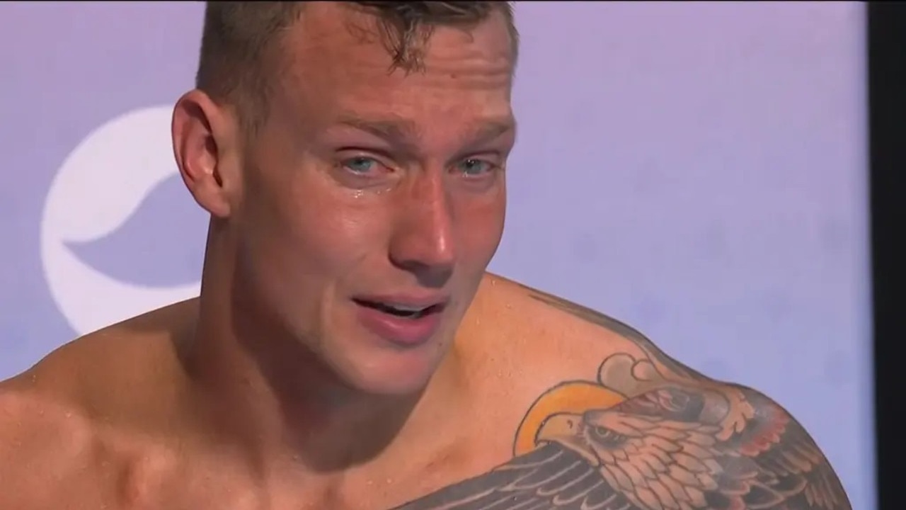 Caeleb Dressel was emotional after failing to qualify for the 100-metre butterfly final at the 2024 Paris Olympics on Aug. 2, 2024.