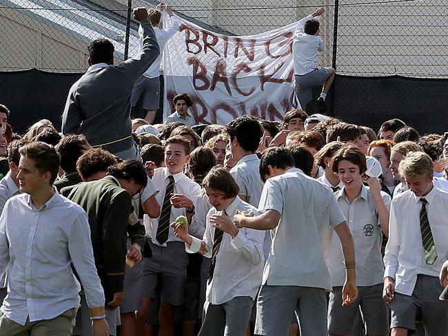 Protesting students at Trinity Grammar. Picture: David Geraghty/The Australian.