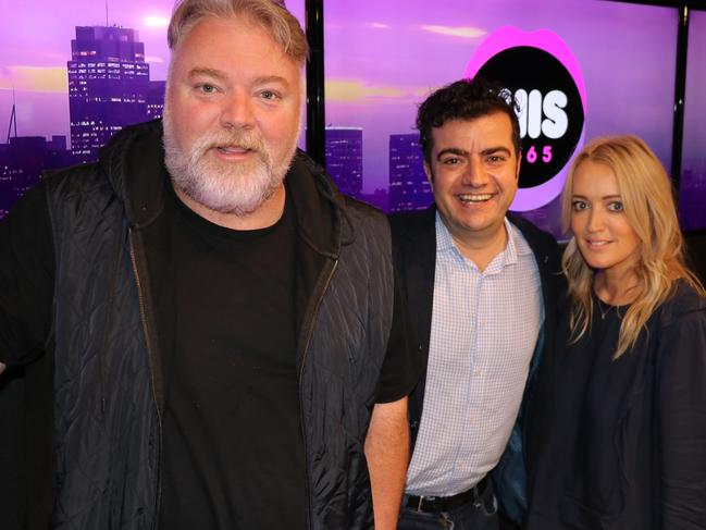 Kyle Sandilands and co-host Jackie O are pictured with former Australian politician Sam Dastyari. Sandilands and Dastyari will both be fronting new pilot programs on Ten.