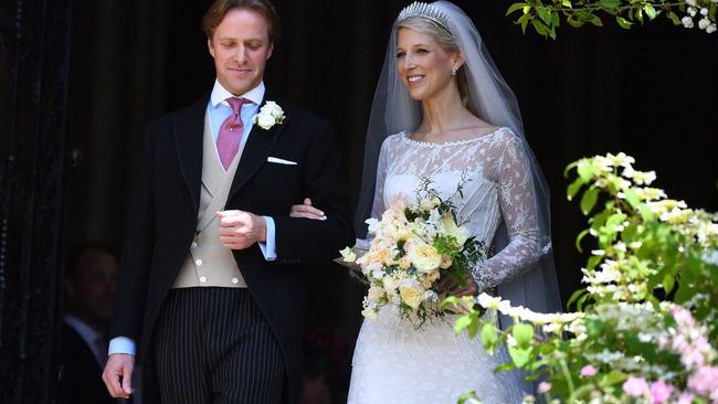 Newlyweds Thomas Kingston and Lady Gabriella Windsor leave after their wedding ceremony in 2019. Picture: AFP.