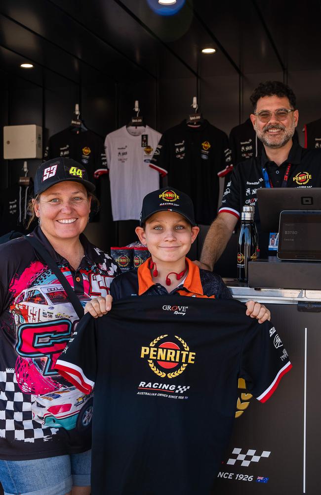 Megan Henderson, Blake Overend and Adrien Dalea at the 2023 Darwin Supercars. Picture: Pema Tamang Pakhrin