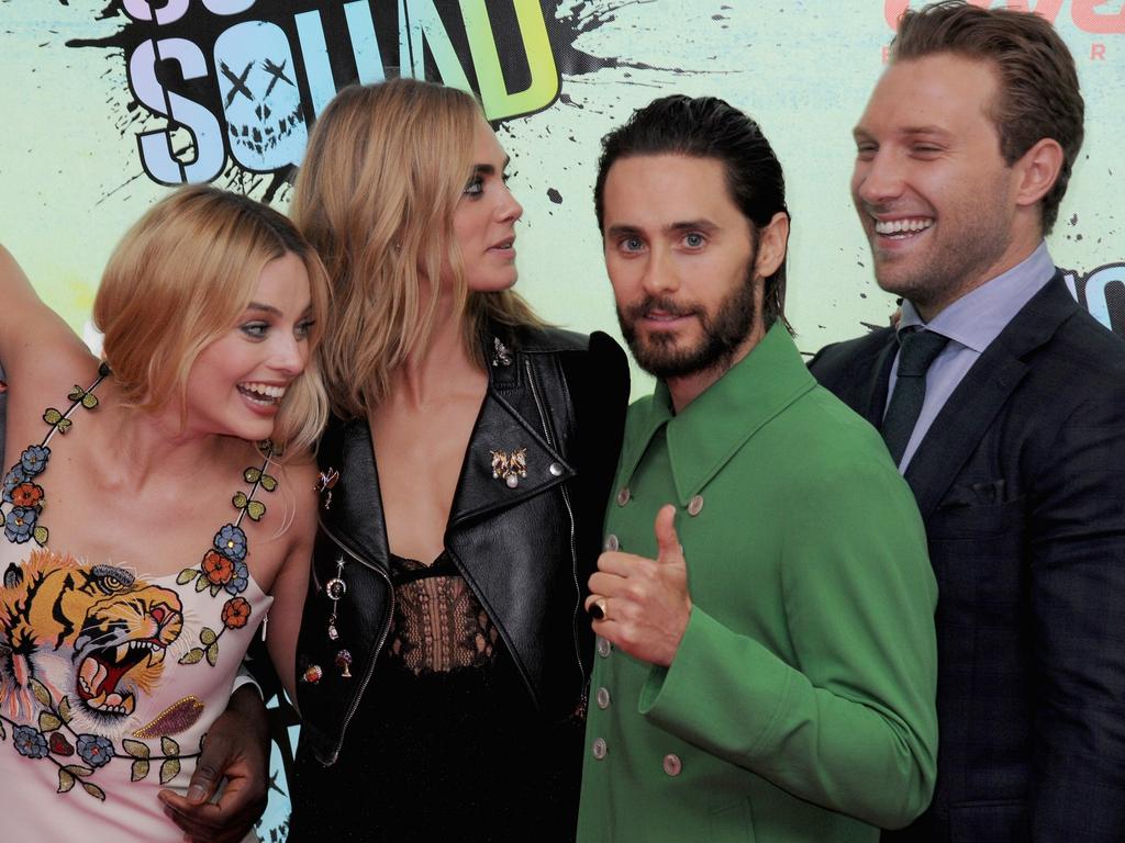 Margot Robbie, Cara Delevingne, Jared Leto and Jai Courtney attend the European Premiere of “Suicide Squad” at the Odeon Leicester Square on August 3, 2016 in London, England. Picture: Getty