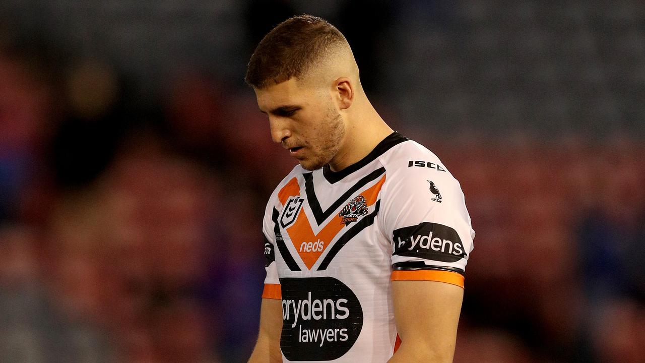 Adam Doueihi in tears after Wests Tigers' loss to Newcastle Knights | Daily Telegraph