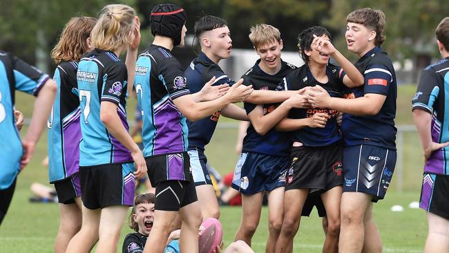 RUGBY LEAGUE: Justin Hodges and Chris Flannery 9s Gala Day. Caloundra State High V Meridan State College. year 10. Picture: Patrick Woods.