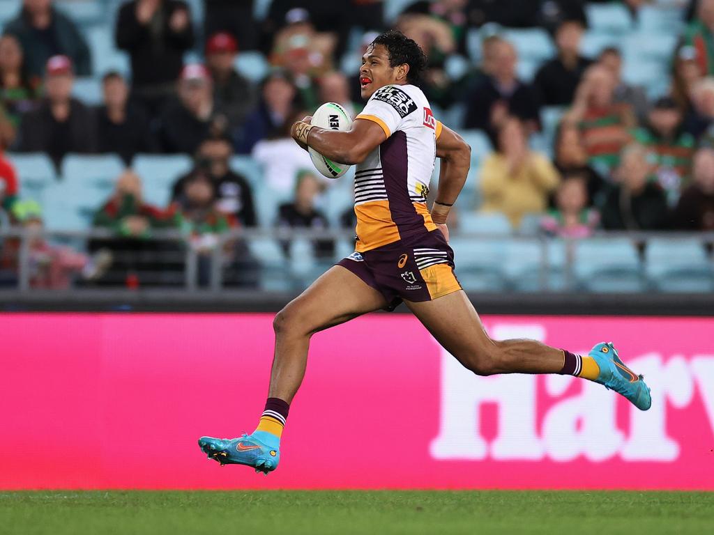 Selwyn Cobbo has already scored 11 tries for the Broncos so far this year. Picture: Cameron Spencer/Getty Images