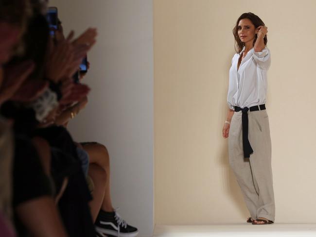 Designer Victoria Beckham is applauded during her Spring Summer 2017 show on September 11, 2016 at New York Fashion Week. Picture: AFP