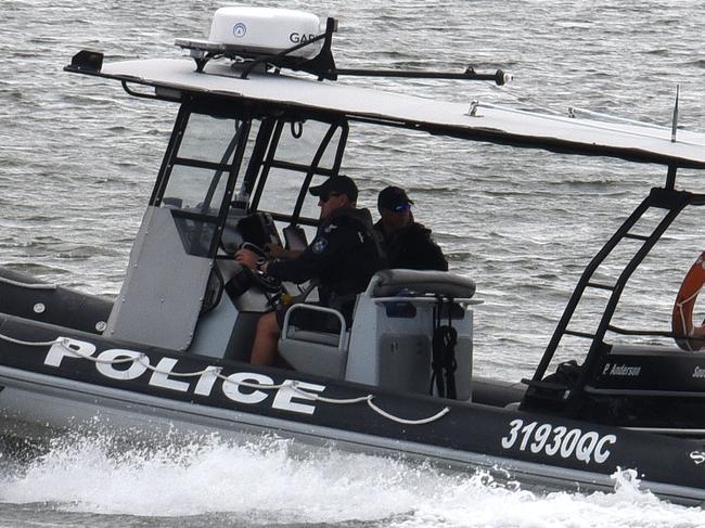 Police patrol on the water at the The Spit on the Gold Coast. (Photo/Steve Holland)