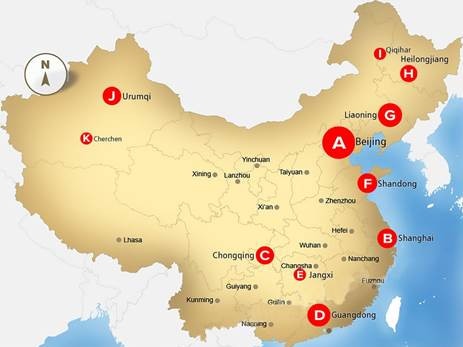 This map identifies known prison camps across China.