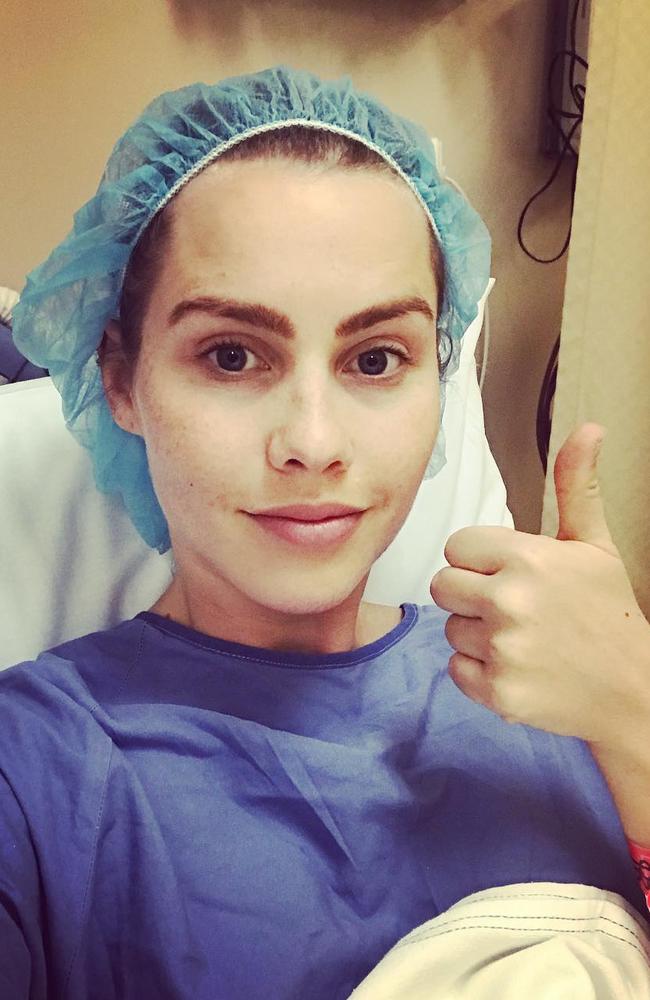 Claire Holt shared this photo of herself being taken into the surgery room after her pregnancy failed. Picture: Instagram/@claireholt