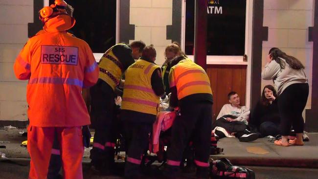 A man is fighting for life after a car crash outside the Royal Family Hotel at Port Elliot. Picture: Gary Juleff