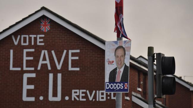 A Nigel Dodds DUP election poster is seen near a polling station in north Belfast. Picture: Getty Images