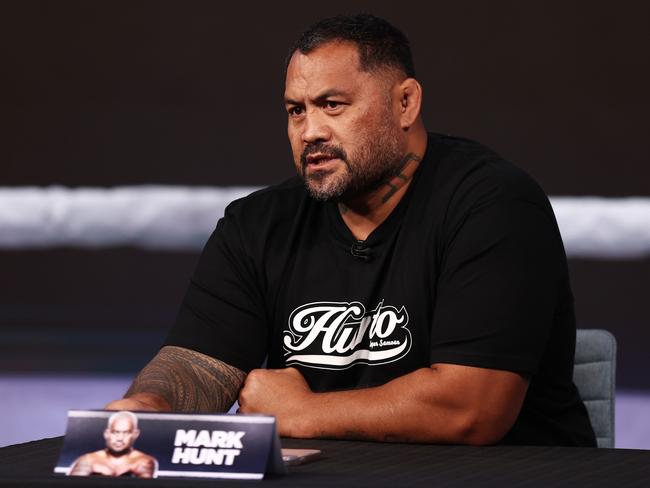 Mark Hunt speaks to the media in Sydney, Australia. (Photo by Matt King/Getty Images)