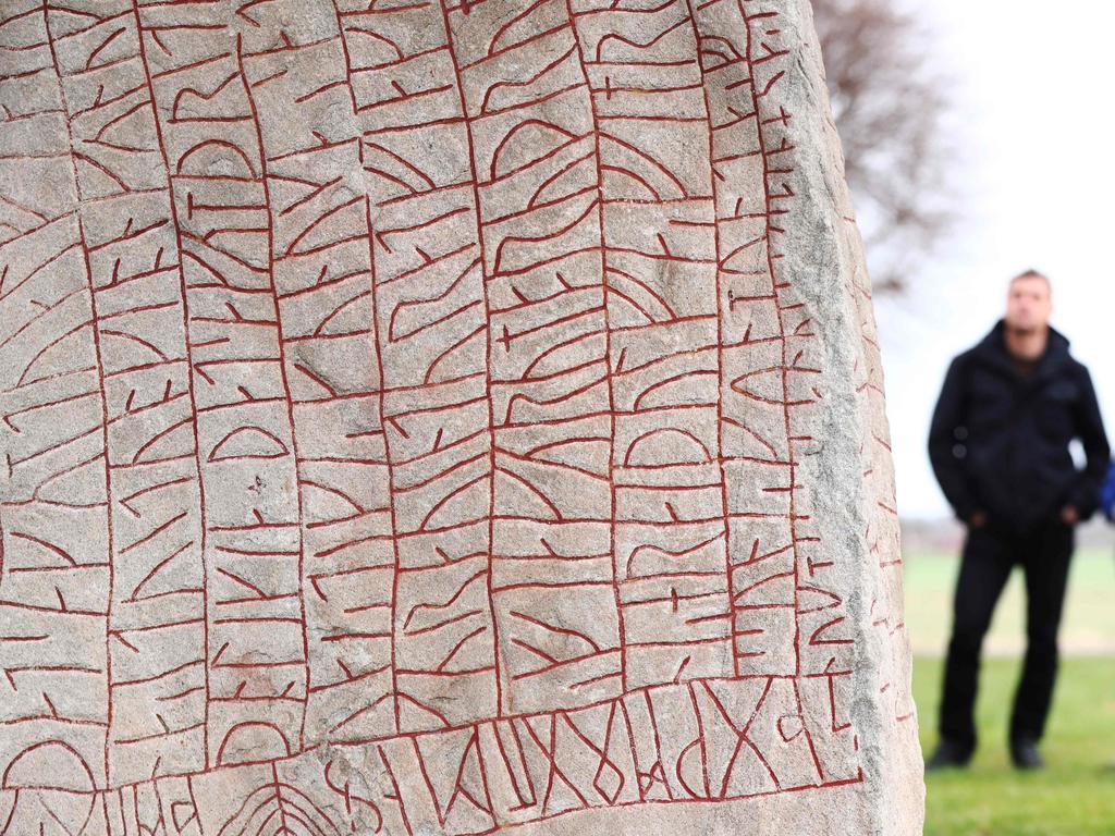 The Viking-era Rök runestone near the Lake Vattern and the town of Odeshog, in Ostergotland, Sweden. One of the world's most famous runestones is now believed to have been erected by Vikings as a warning. Picture: Jeppe Gustafsson