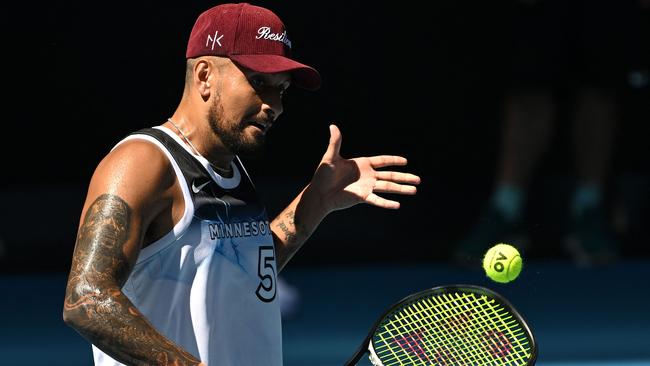 Nick Kyrgios is under an injury cloud heading into the Aus Open. (Photo by Yuichi YAMAZAKI / AFP)