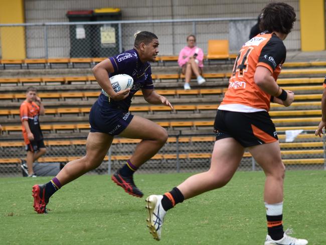 Malachai Taupau charges at the line. Picture: Sean Teuma