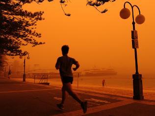 Ferries going nowhere ... Manly is covered by a red thick dust today with Sydney Ferries cancelled.