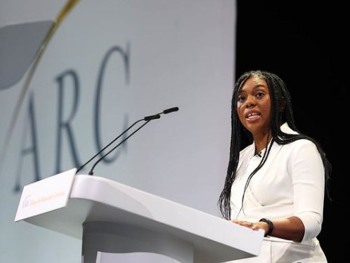 Britain's opposition leader Kemi Badenoch speaks at the Alliance for Responsible Citizenship (ARC) conference in London. Picture: Supplied