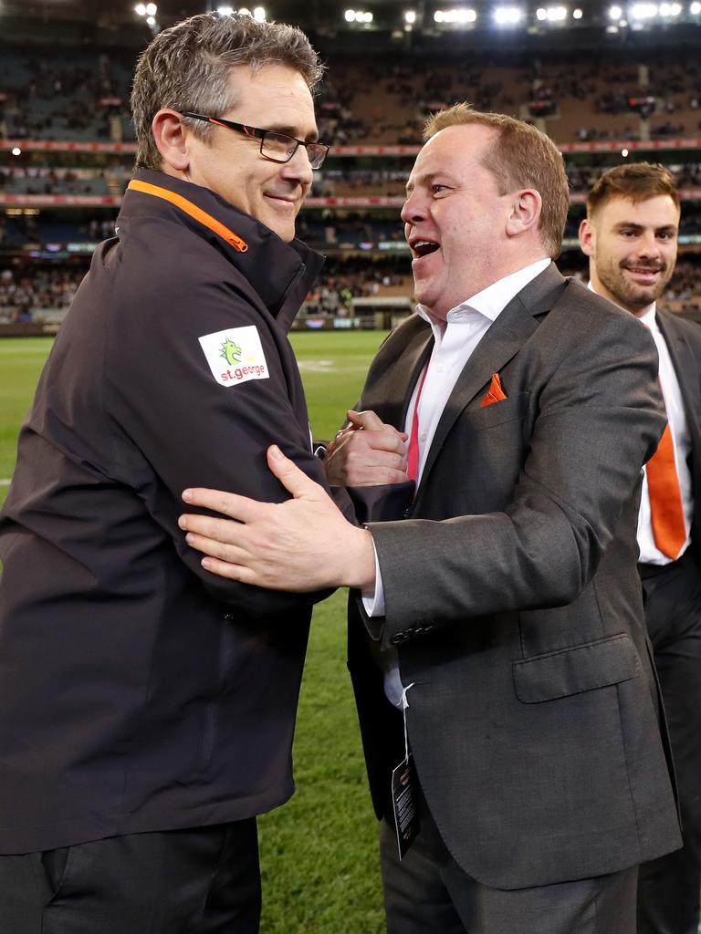 GWS coach Leon Cameron with CEO David Matthews.