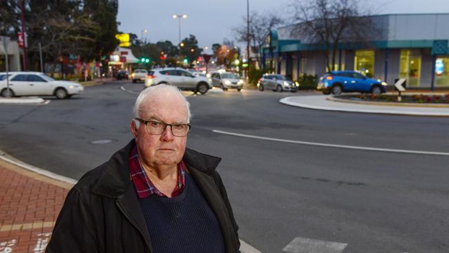 Roger Hancock, former road safety auditor with DPTI, at the Blackwood Roundabout. Picture: Brenton Edwards