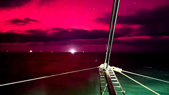 The Aurora Australis as seen from a prawn trawler in the Spencer Gulf, South Australia. Picture: Robert Lang