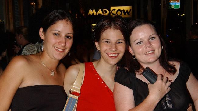 Susan Waddington, Ashliegh Peever & Kelly Piper on Flinders Street East Pic Bryan Lynch AD396048