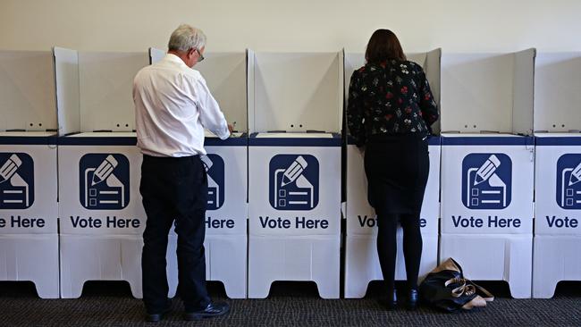 Residents voting at Ryde Bowling Club.