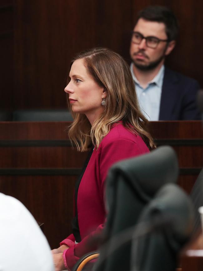 Opposition leader Rebecca White watches on as Peter Gutwein delivers the State of the State address in state parliament. Picture: Nikki Davis-Jones