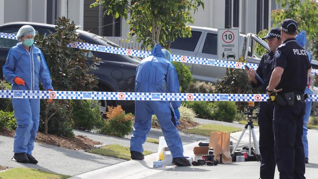 Police at the Queensland scene where notorious Melbourne bikie Shane Bowden was gunned down. Picture: Glenn Hampson