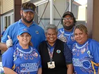 Connie Pearson, Rebecca White, Gayle Yowyeh, Walter Saunders and Yvonne Doyle of Central Qld Indigenous Development (CQID) at NAIDOC Week's Kup Murri. Picture: Jann Houley