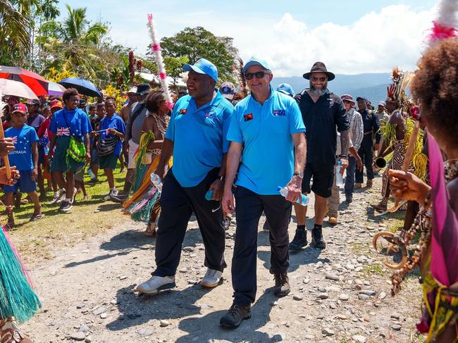 Prime Minister Anthony Albanese alongside his Papua New Guinea counterpart James Marape. Picture: X / @AlboMP