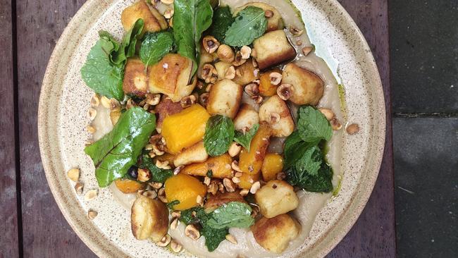 Fried gnocchi with roasted pumpkin and hazelnuts at The Hagen Arms, Echunga.